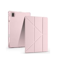 Honor Magic Pad 2 Uyumlu Kalem Bölmeli Uyku Modlu Standlı Trifolding Tablet Kılıfı (Rose Gold Altın)