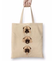 Pug Köpek 05 Bez Çanta Uzun Saplı