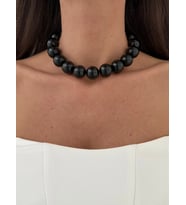 Özel Seri Siyah Top Tasarım Gold Choker Kolye