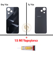 Infinix Hot 30 Play Siyah Uyumlu Arka Kapak + B7000 Yapıştırıcı Arka Cam Batarya Pil Kapağı