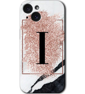 İphone 15 Plus Kılıf HD Desen Baskılı Kılıf - Pembe Mermer Desenli I Harfi