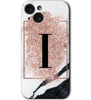 İphone 15 Plus Kılıf HD Desen Baskılı Kılıf - Pembe Mermer Desenli I Harfi