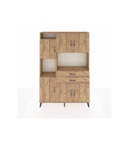 Arges Gardrop 8 Raflı 2 Çekmeceli 6 Kapaklı 132x30x195 Çam-Çam