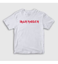 Presmono Unisex Çocuk Beyaz Logo Iron Maiden T-Shirt 86550tt (Beyaz)
