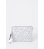 Kadın Gümüş Simli Yıldız Nakışlı Suni Deri Bilek Ve Zincir Askılı Portföy El Ve Clutch Çanta