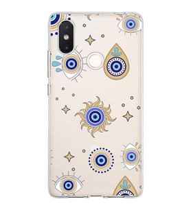 PrintiFy Xiaomi Mi 8 SE ile Uyumlu 1mm Slim Fit Nazar Boncuğu 5 Baskılı Şeffaf  Kılıf