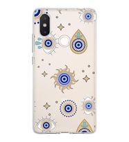 PrintiFy Xiaomi Mi 8 SE ile Uyumlu 1mm Slim Fit Nazar Boncuğu 5 Baskılı Şeffaf  Kılıf