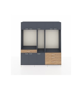 Hyperion Dolap 8 Raflı 4 Çekmeceli 3 Askılı 220x44x243 Antrasit-Antrasit/Çam