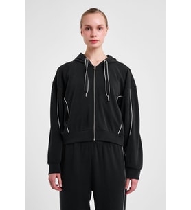 Kadın Fermuarlı Kapüşonlu Sweatshirt 25N-2113