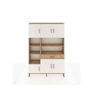 Arges Dolap 10 Raflı Tek Çekmeceli 6 Kapaklı 132x30x195 Çam-Aytaşı/Çam
