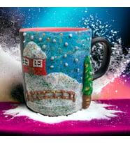 Üç boyutlu Kartpostal Kış Figürlü Kupa Yılbaşı Hediye Kutulu