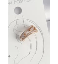 Pirinç Gold Renk Zirkon Taşlı 3'Lü Sıralı Model Kadın Kıkırdak Küpe 5 - HPSBYI1720-4