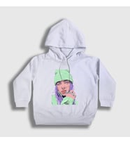 Presmono Unisex Çocuk Beyaz Look Billie Eilish Kapüşonlu Sweatshirt 154342tt