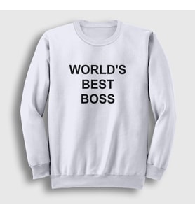 Presmono Unisex Beyaz Worlds Best Boss The Office Sweatshirt 346683tt (Beyaz)