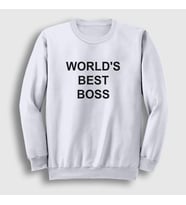 Presmono Unisex Beyaz Worlds Best Boss The Office Sweatshirt 346683tt (Beyaz)