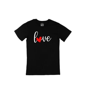 Love Aşk Kalpli Siyah Tişört
