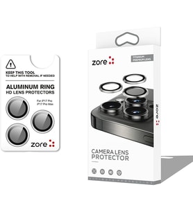 Apple iPhone 17 Pro İçin Zore CL-12 Premium Safir Parmak İzi Bırakmayan Anti-Reflective Kamera Lens Koruyucu (Titanyum-Gümüş)