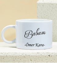 Kişiye Özel Babam Ve İsim Soyisim Tasarımlı Porselen Kupa Nescafe Fincanı