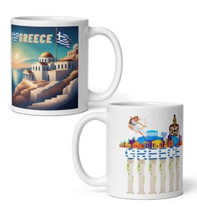 Yunanistan Kupa Bardak 2 Adet Seyahat Hatıra Greece Mug