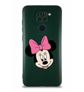Xiaomi Redmi Note 9 Soft Premier Kapak Minnie Mouse-C Tasarımlı Silikon Kılıf - Yeşil (Şeffaf)