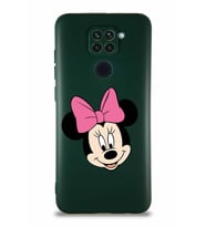 Xiaomi Redmi Note 9 Soft Premier Kapak Minnie Mouse-C Tasarımlı Silikon Kılıf - Yeşil (Şeffaf)