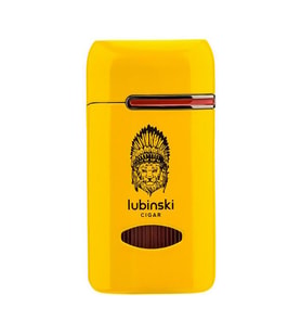 Lubinski Lion Kapaklı Delicili Tek Torch Puro Çakmağı Sarı LB-192
