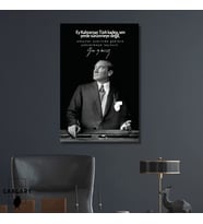 Tekli Dikey Kanvas Makam Panosu Atatürk Sözleri  Kahraman Türk Kadını