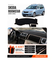 SKODA ROOMSTAR (2006-2015) Uyumlu Torpido Örtüsü Torpido Kılıfı - Siyah Bej
