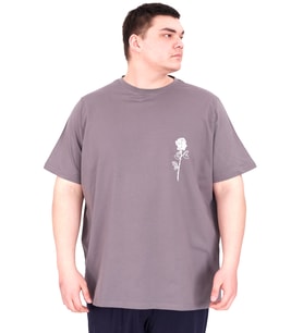Mode XL Büyük Beden Erkek T-Shirt Bisiklet Yaka GORGEOUS U25022 Füme