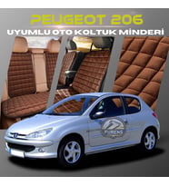 Peugeot 206 Kahverengi Renk Tay Tüyü Cepli & Terletmez Sırtlı Oto Koltuk Minder Seti - Koltuk Koruma Kılıfı (ÖN & ARKA TAM SET)