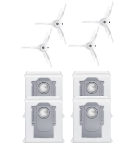 Roborock QRevo S Uyumlu 4 Adet Beyaz Yan Fırça 4 Adet Toz Torbası