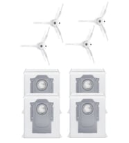 Roborock QRevo S Uyumlu 4 Adet Beyaz Yan Fırça 4 Adet Toz Torbası