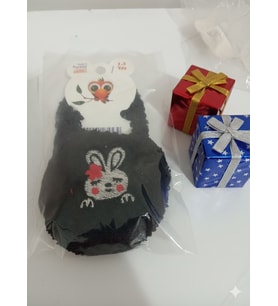 Peluş Polar Ev Patik (Siyah)