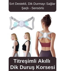 Kamburluk Önleyici Destek Şarjlı Sensörlü Ayarlanabilir Titreşimli Akıllı Dik Duruş Sırt Korsesi