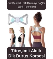 Kamburluk Önleyici Destek Şarjlı Sensörlü Ayarlanabilir Titreşimli Akıllı Dik Duruş Sırt Korsesi