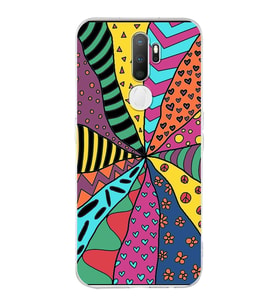 PrintiFy Oppo A9 2020  ile Uyumlu 1mm Slim Fit Retro Renkler 4 Baskılı Şeffaf  Kılıf