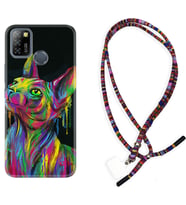 INFINIX Smart 4 5 6 Zero 8 S5 Pro Kılıf Boyun Asklı Rasta Silikon Color Cat 1754