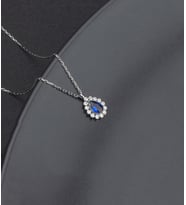 925 Ayar Gümüş Damla Safir Model Kolye