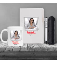Kişiye Özel Yeni İş Temalı Beyaz Defter & Beyaz Roller Kalem ve Kupa Seti