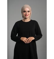 Bej Pratik Hazır Geçmeli Tesettür Bone Sandy Kumaş Büzgülü 2114_12