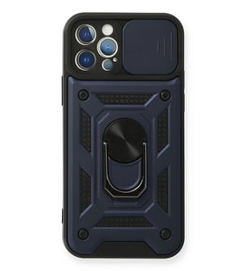 Newface Apple iPhone 12 Pro Kılıf Pars Lens Yüzüklü Silikon - Lacivert