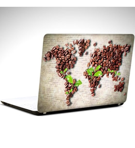 Kahve Dünya Haritası Laptop Sticker 12 İnch (29X24CM)