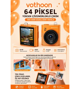 Mini Dijital Kamera 64mp 16x Digital Zoom Retro Vintage 1.4 ekranlı Video Kamera Taşınabilir Tasarım Turuncu