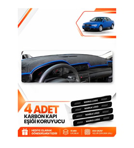 AUDI A4 (1994-2001) Uyumlu Ön Torpido Koruma Kılıfı Halısı - Siyah Mavi