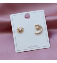 Zirkon Taşlı Gold Kaplama Ay Yıldız Gümüş Küpe