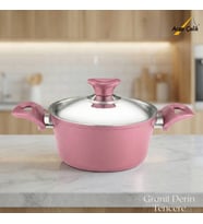 ARZU ÇELİK 18 Cm Granit Derin Tencere Çelik Kapak - Mürdüm