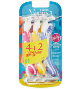 Gilette Simply Venus3 Tek Kullanımlık Kadın Tıraş Makinesi, Çok Renkli, 6 Adet