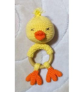 Civciv Diş Kaşıyıcı Çıngırak Amigurumi Organik Oyuncak