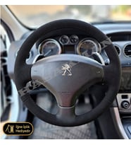 Peugeot 308 T7 Dikme Direksiyon Kılıfı Alcantara Süet Monza Black Comfort-Premium-F1 Uyumlu Tipler 2007-2013