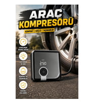 LED Işıklı Taşınabilir Hava Kompresörü 150 PSI Dijital Ekranlı 6000 mAh Bataryalı Diyafram Tip